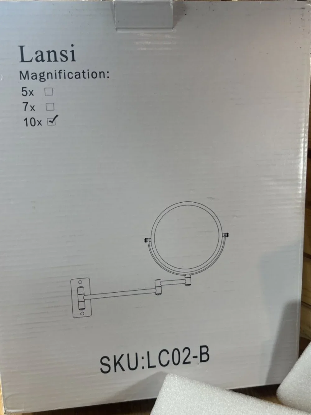 Lansi Wall Mounted Makeup Mirror 1X/10X Magnifying Double Sided 8” Extend Silver
